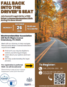 10.26.2026 Westmoreland County Legal Clinic Flyer